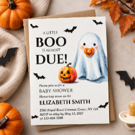Een klein Boo is bijna jarig Halloween baby shower Kaart