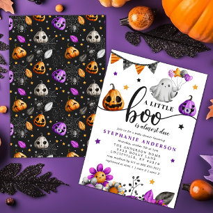 Een klein Boo is bijna jarig Halloween baby shower Kaart
