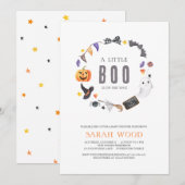 Een klein BOO is onderweg, Halloween Baby shower Kaart (Voorkant / Achterkant)