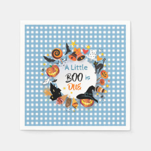 Een klein Boo is op komst Bleekblauw Gingham Hallo Servet