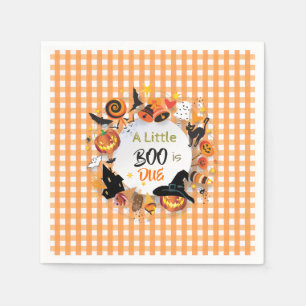 Een klein Boo is op komst Oranje Gingham Halloween Servet