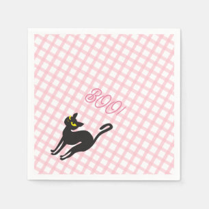 Een klein Boo is op komst Roze Gingham Zwarte Kat Servet