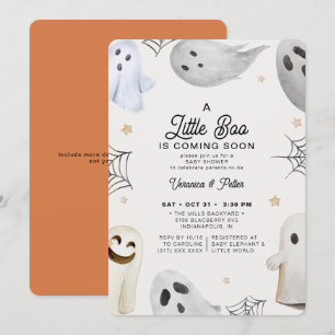 Een klein Boo Neutraal Oranje Halloween Baby showe Kaart