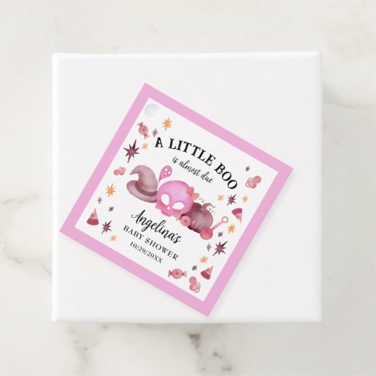 Een klein Boo-roze halloween Baby shower Bedankjes Labels (In situ)
