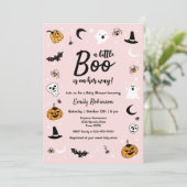 Een klein Boo-roze halloween Baby shower Kaart (Staand voorkant)