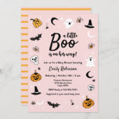 Een klein Boo-roze halloween Baby shower Kaart (Voorkant / Achterkant)