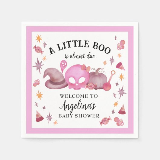 Een klein Boo-roze halloween Baby shower Servet (Voorkant)