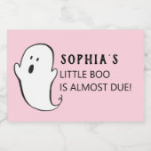 Een klein Boo-roze halloween Baby shower Sparkling Wijnetiket (Enkel label)