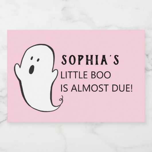 Een klein Boo-roze halloween Baby shower Sparkling Wijnetiket (Enkel label)