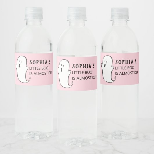 Een klein Boo-roze halloween Baby shower Waterfles Etiket (Flessen)
