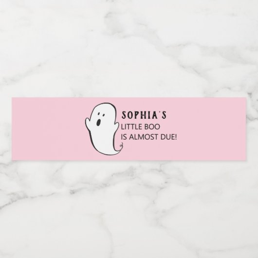 Een klein Boo-roze halloween Baby shower Waterfles Etiket (Enkel label)
