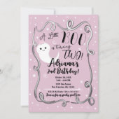 Een klein Boo wordt 2 TWEE Roze Halloween Geest Kaart (Voorkant)