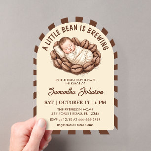 Een Klein Boontje Brouwt Koffie Baby Shower Acryl Uitnodigingen