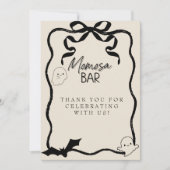 Een klein bordje "Momosa" Mimosa Bar Kaart (Voorkant)