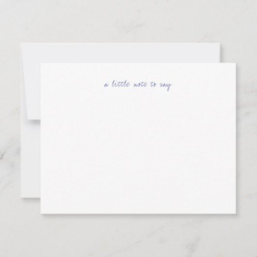 Een klein briefje om te zeggen Navy Blue Script Br Notitiekaartje (Voorkant)