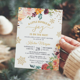 Een klein bundel Joy Burgundy Floral Baby shower Kaart