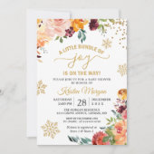 Een klein bundel Joy Burgundy Floral Baby shower Kaart (Voorkant)