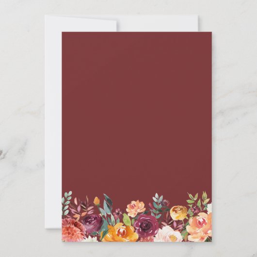 Een klein bundel Joy Burgundy Floral Baby shower Kaart (Achterkant)