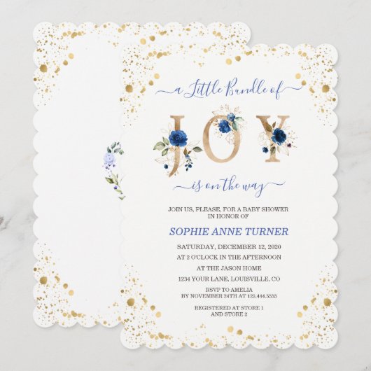 Een Klein Bundeltje Vreugde Blauwe Bloemige Jongen Kaart (Voorkant / Achterkant)