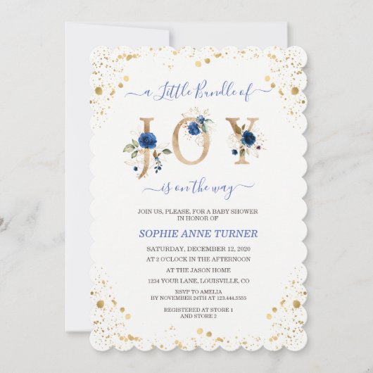 Een Klein Bundeltje Vreugde Blauwe Bloemige Jongen Kaart (Voorkant)