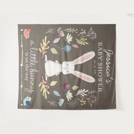 Een klein Bunny Baby shower Decor Wandkleed (Voorkant (horizontaal))