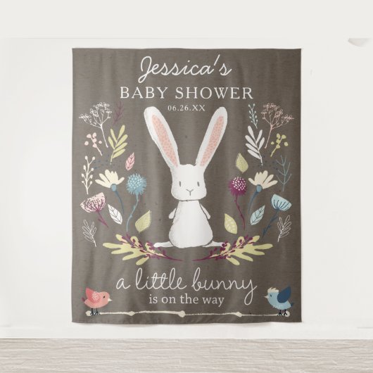 Een klein Bunny Baby shower Decor Wandkleed (Voorkant)