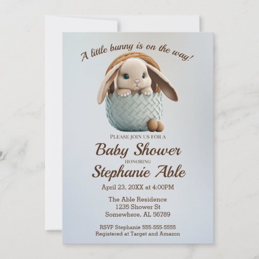 Een klein Bunny-Baby shower Kaart (Voorkant)
