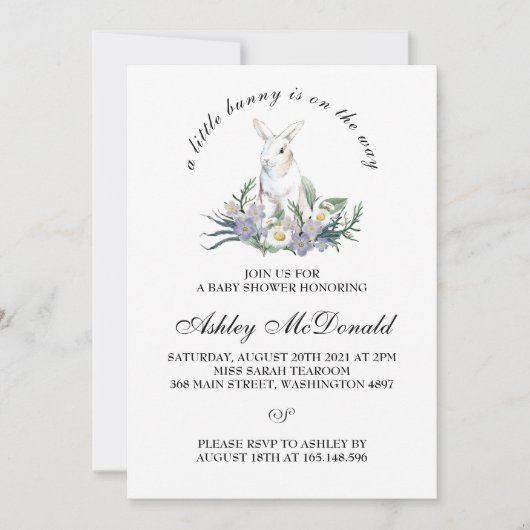 Een klein Bunny Baby shower uitnodiging (Voorkant)