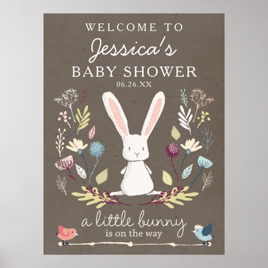 Een klein Bunny Baby shower Welkomstteken Poster (Voorkant)