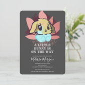 Een klein Bunny Cute Baby shower Grey Kaart (Staand voorkant)