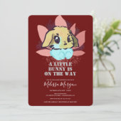 Een klein Bunny Cute Burgundy Baby shower Kaart (Staand voorkant)