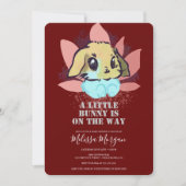 Een klein Bunny Cute Burgundy Baby shower Kaart (Voorkant)