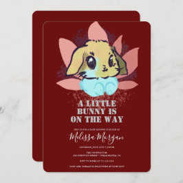 Een klein Bunny Cute Burgundy Baby shower Kaart