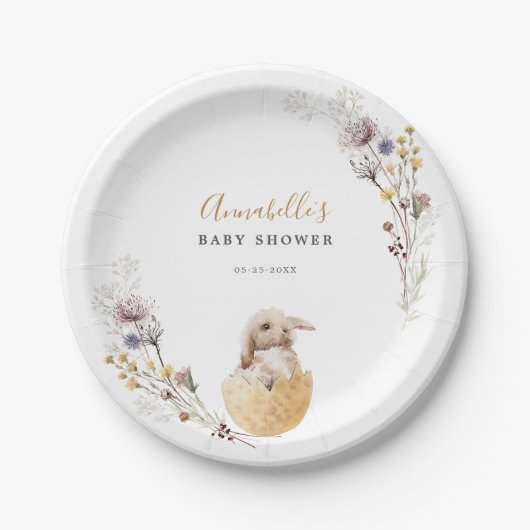 Een klein Bunny Easter Baby shower Papieren Bordje (Voorkant)
