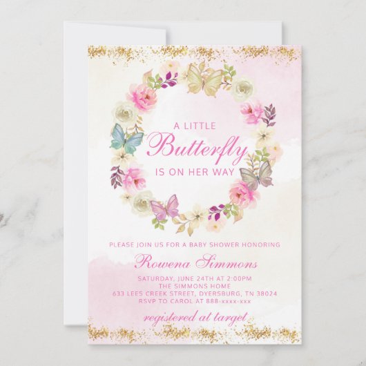 Een klein Butterfly-Baby shower Aankondiging (Voorkant)