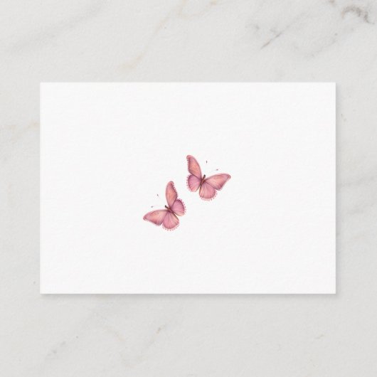 Een klein Butterfly Baby shower Diaper Raffle Informatiekaartje (Achterkant)