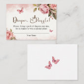 Een klein Butterfly Baby shower Diaper Raffle Informatiekaartje (Voorkant / Achterkant)