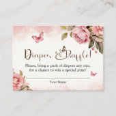 Een klein Butterfly Baby shower Diaper Raffle Informatiekaartje (Voorkant)