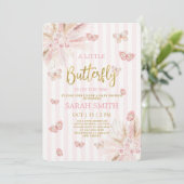Een klein Butterfly Baby shower meisje Uitnodiging (Staand voorkant)