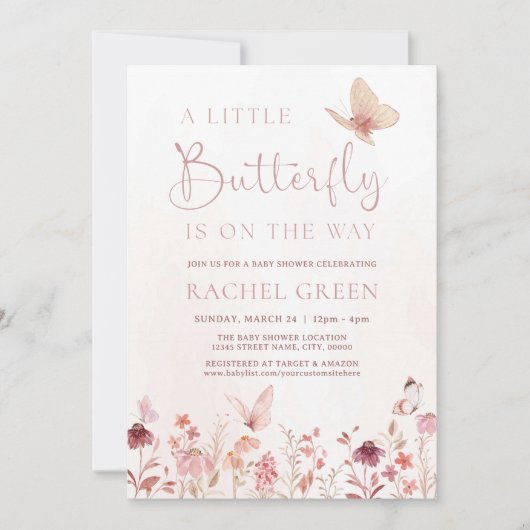 Een klein Butterfly-Baby shower Save The Date (Voorkant)