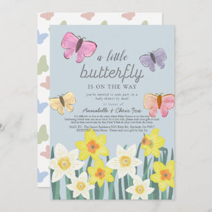 Een klein Butterfly Daffodil Baby shower per post Kaart