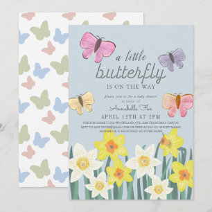 Een klein Butterfly Daffodil Floral Baby shower Kaart