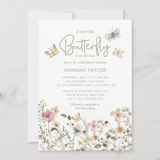 Een klein Butterfly Girl-Baby shower Kaart (Voorkant)