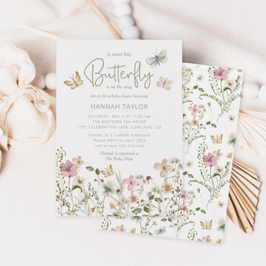 Een klein Butterfly Girl-Baby shower Kaart