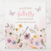 Een klein Butterfly Girl-Baby shower Wijn Etiket (Enkel label)