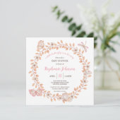 Een klein Butterfly Soft Boho Peach Baby shower Kaart (Staand voorkant)