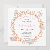 Een klein Butterfly Soft Boho Peach Baby shower Kaart (Voorkant)