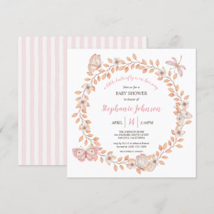 Een klein Butterfly Soft Boho Peach Baby shower Kaart