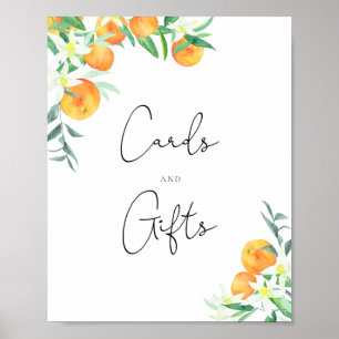 Een klein cadeaukaartje en cadeautje baby shower poster