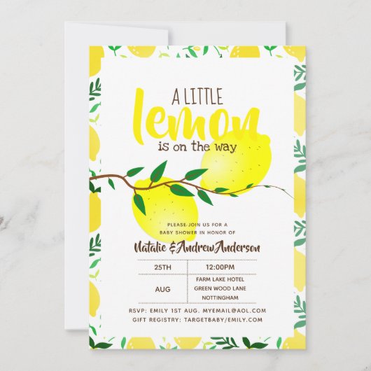 Een Klein Citroennetje Onderweg Verse Gele Baby Sh Kaart (Voorkant)
